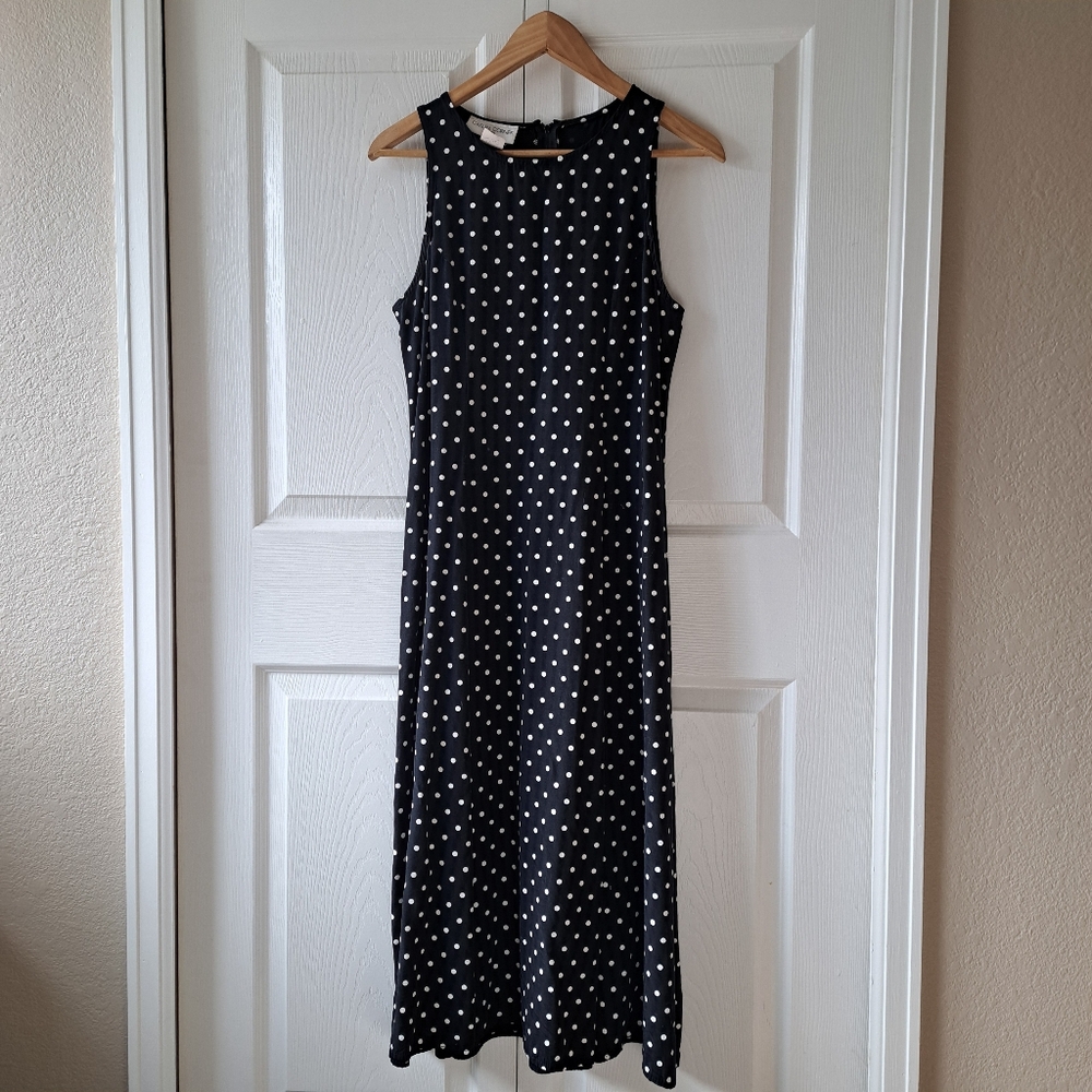 Women's Casual Corner & Co 90s Vintage Preppy Polka Dot Midi Dress Size Large